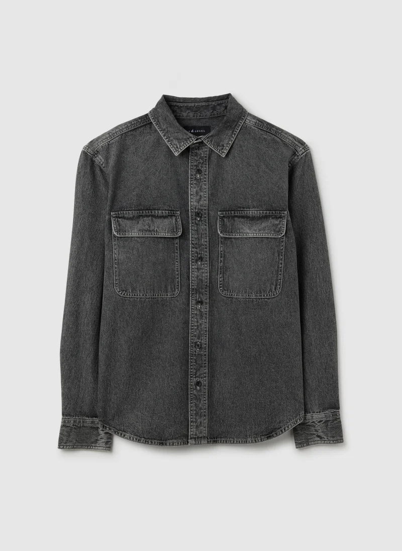 او في اس OVS Grey Pure Cotton Shirt Regular Fit